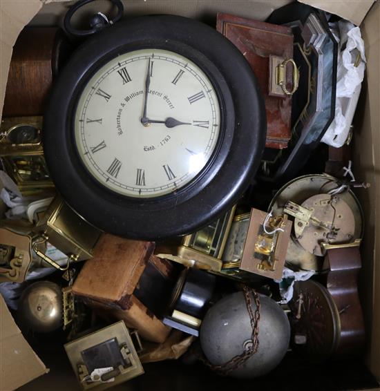 Two boxes of assorted clocks